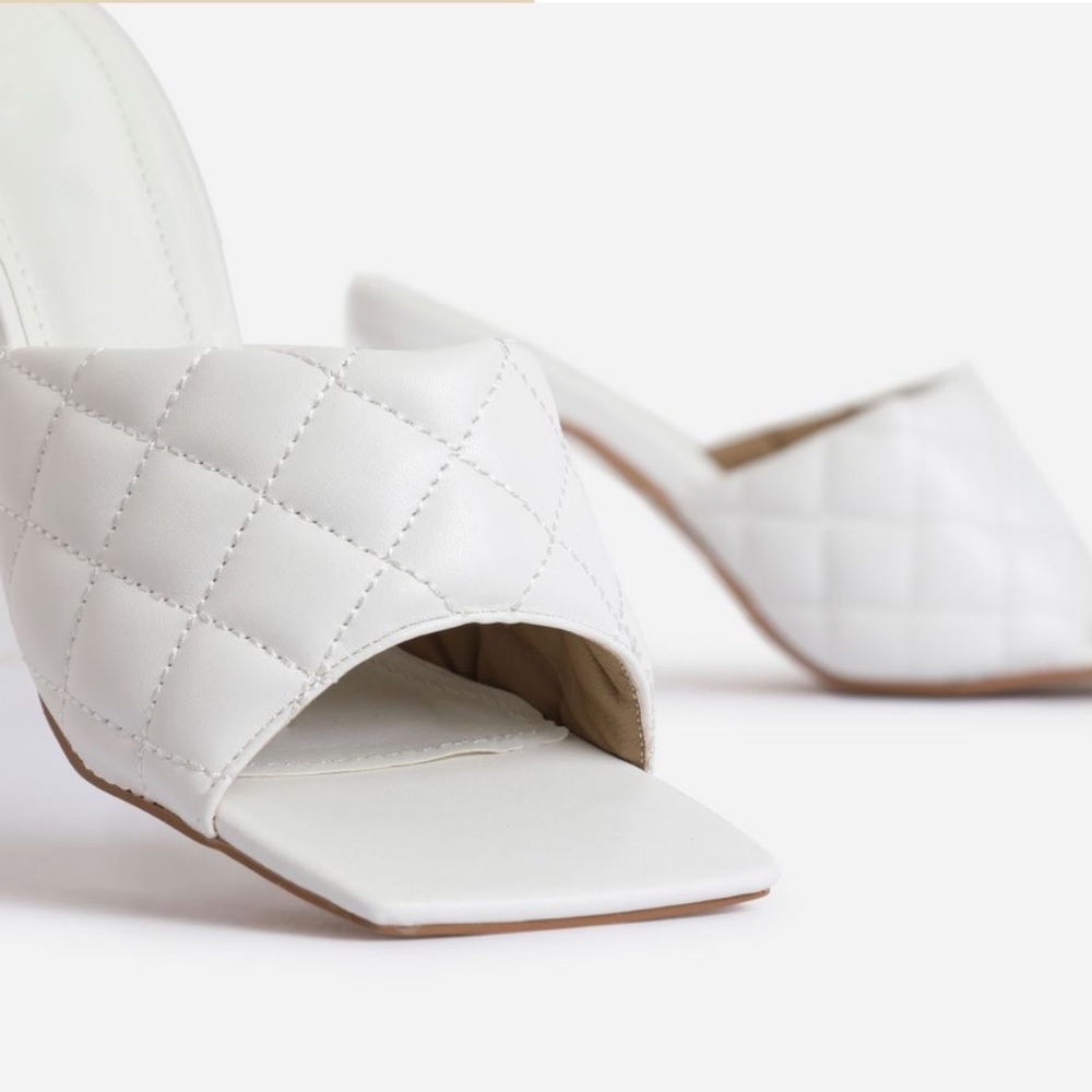 White Quilted High Heels - Picture 6 of 8